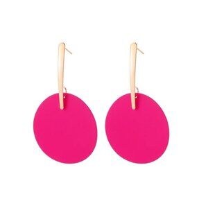 Hot Pink Earrings, Round Drop Dangle Earrings